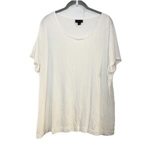 J. Jill Wearever Collection Boat Neck Top XL White Short Sleeve Rayon Stretch